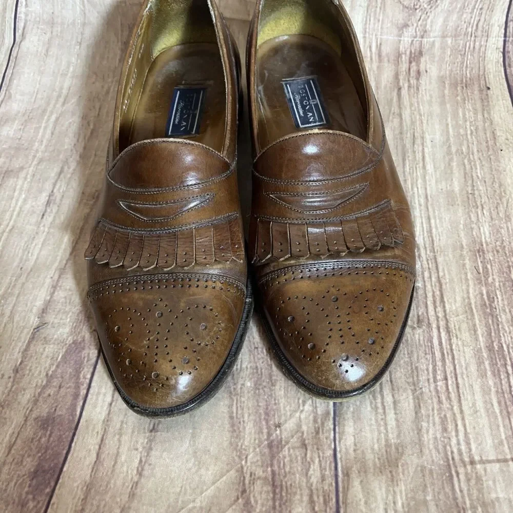 Vintage Mens Bostonian Shoes Loafers Tassel Florentine Dress Brown 9 1/2 M ITALY